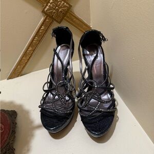 Aldo Black Strappy Heels